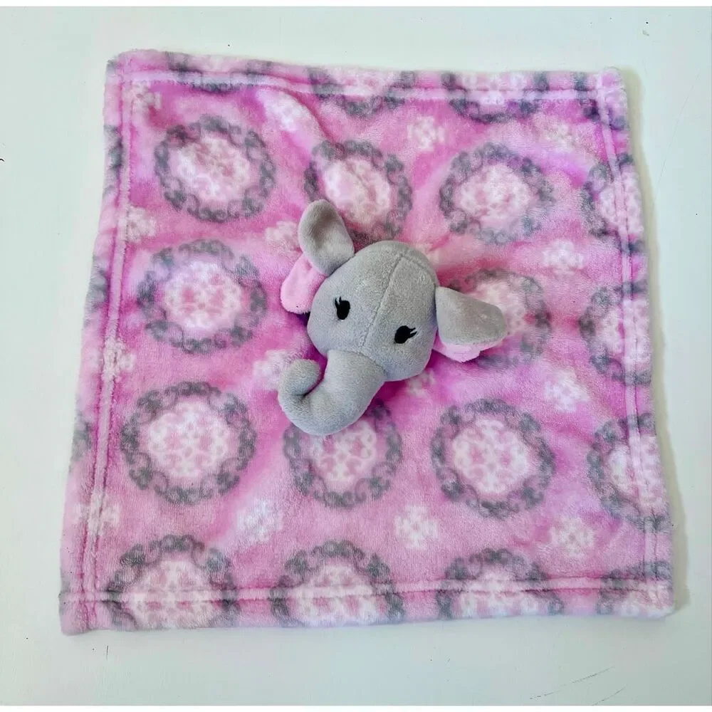 Hudson Baby HB Elephant Gray Pink Lovey Security Blanket Plush Toy